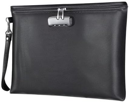 Fireproof Document Bag with Lock,Waterproof Money Pouch,14.3"x10.2" | Zipper Closure, Portable Safe Storage for Letter Size Files, Cash, Cell Phone, Tablet, Credit Card, Passport, Black - Image 8