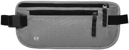 Travel Money Belt with RFID Blocking, Hidden Waist Pack for Passport, Cards, and Cash, Black (Gray) by Unknown