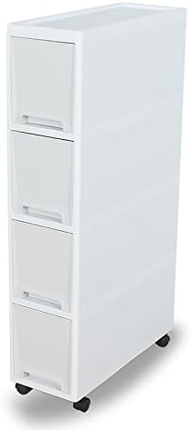 Narrow Slim Rolling Storage Cart and Organizer, 7.1 inches Kitchen Storage Cabinet Beside Fridge Small Plastic Rolling Shelf with Drawers for Bathroom - Image 2