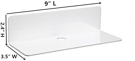 9 Inch Acrylic Floating Shelves Set of 4,Small Wall Display Shelf for Bluetooth Speakers/Security Cameras/Nintendo Switch/Action Figures,Damage-Free Wall Shelves Stick-On Shelf,White - Image 3