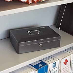 SentrySafe Black Money Saving Box with Cash Tray and Key Lock, Portable Safe Box with Carrying Handle, 0.21 Cubic Feet, 3.75 x 12 x 9.3 Inches, CB-12 | Cash Storage Box With Removable Organized Tray and Key Lock, Portable Handle For Events, Garage Sale... - Image 9