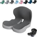 Orthopedic Cushion,Ergonomic Memory Foam L-Shaped Integrated Seat Cushions with Adjustable Strap,Ultra Breathable Non-Slip Design for Office Chair,Car,Wheelchair (Gray) by Unknown
