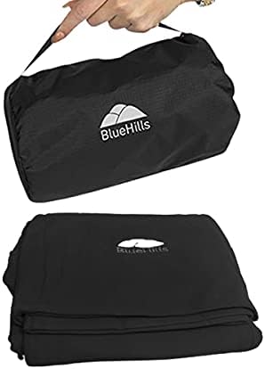 BlueHills Premium Soft Ultra Compact Travel Blanket Value Pack Set of 2 - Airplane Traveling Essentials Flight Blanket in a Portable Car Plane Travel Gift - Black and Royal Blue - Image 2
