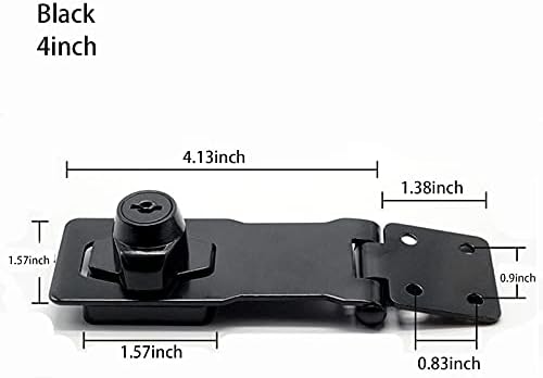 2 Packs Keyed Hasp Locks Twist Knob Keyed Locking Hasp for Small Doors, Cabinets and More,Stainless Steel Steel, Hasp Lock Catch Latch Safety Lock Door Lock with Keys (4inch, Bliack) - Image 2