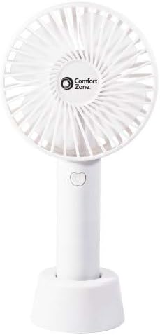 Comfort Zone Personal Handheld Rechargeable Fan, 4 inch, 3 Speed, Lithium Ion Battery, Micro USB Cable, Powerful, Mini Hand Fan, Ideal for Home, Bedroom & Office, CZPF402WT - Image 2