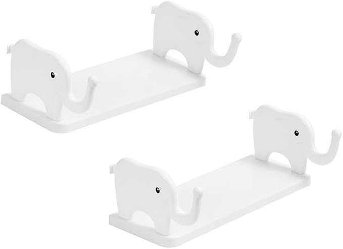 2 Pack Floating Shelves Wall Mounted No Drill Wall-Mounted Storage Rack,for Bedroom Bathroom Living Room Kitchen Wall Decor and Storage (White) by Unknown