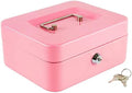 xydled Locking Steel Medium Cash Box with Removable Coin Tray and Key Lock,7.87"x 6.30"x 3.54",Pink by xydled