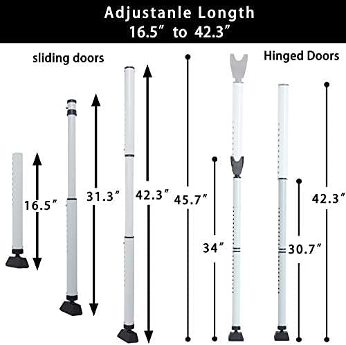 2 Pack 2-in-1 Door Security Bar & Sliding Patio 28″ Door Stopper Security Jammer Bar Child Proof Adjustable Constructed of High Grade Iron Window Doors Security Bars, White - Image 3