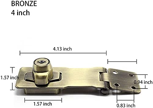 2 Packs Keyed Hasp Locks Twist Knob Keyed Locking Hasp for Small Doors, Cabinets and More,Stainless Steel Steel, Hasp Lock Catch Latch Safety Lock Door Lock with Keys (4inch, Bronze) - Image 2