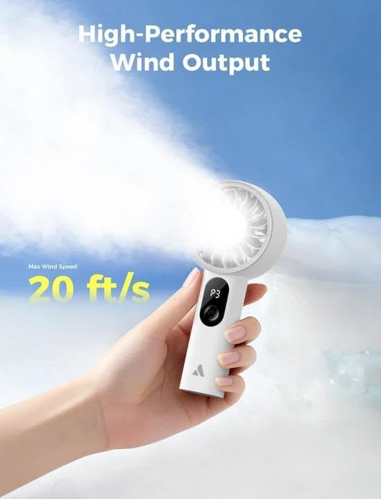 Aecooly Mighty Portable Fan, Powerful Handheld Fan, USB Rechargeable | [10H Max Cooling Time], Mini Personal Battery Powered, Pocket for Travel, Summer, Gifts for Women, Girls -White - Image 3