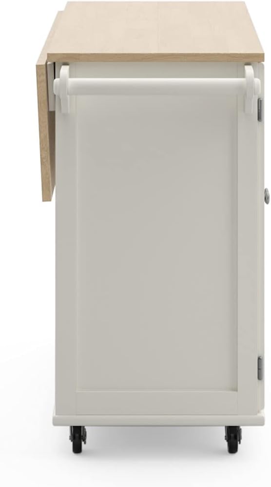 Homestyles Dolly Madison Off-White Mobile Kitchen Island Cart with Wood Drop Leaf Breakfast Bar - Image 14
