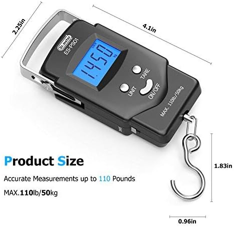 Dr.meter Fish Scale, 110 lb Digital Luggage Scale with Tape | 110 lb Capacity, Backlit LCD, Built-In Tape, Includes 2 AAA Batteries, Compact Pocket Size - Image 3