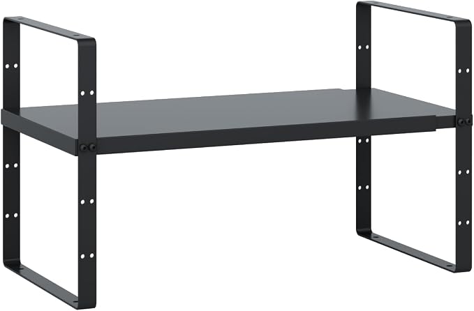 Expandable Cabinet Shelf Organizer Rack, Stackable Kitchen Counter Storage Shelves Stand, Adjustable Height Pantry Shelf Spice Rack(Black-1 Pack, 8.7" D x 15.4-26.8" W x 9.8" H) - Image 5