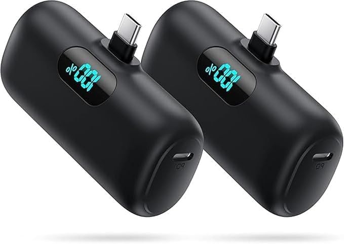 [2 Pack]Mini Portable Charger Power Bank for iPhone 17/16/15 Series,5000mAh PD USB C Cell Phone Portable Power,Travel Essentials Battery Pack for iPhone 17/17 Air/16/16 pro/15/Android/Samsung Galaxy by Feob