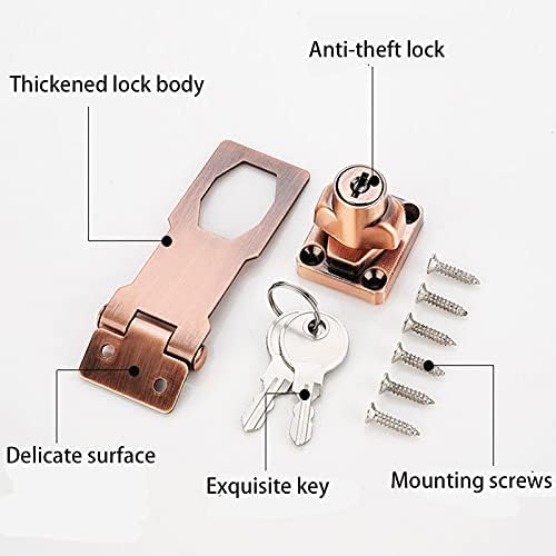 2 Packs Keyed Hasp Locks Twist Knob Keyed Locking Hasp for Small Doors, Cabinets and More,Stainless Steel Steel, Hasp Lock Catch Latch Safety Lock Door Lock with Keys (3inch, Copper) - Image 5