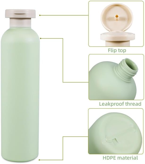 8.8oz Squeeze Bottles with Flip Cap, Refillable Plastic Travel Bottles for Creams, Lotion, Shampoo, Conditioner (2 Pcs) - Image 3