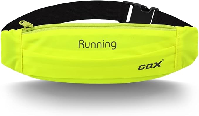 Gox Running Belt Fanny Pack, Slim Waist Pack for Phone Holder, Waterproof Athletic Pouch for Men Women Running Gym Hiking, Small Cross Body Sling Bag with Reflective (green) by GOX