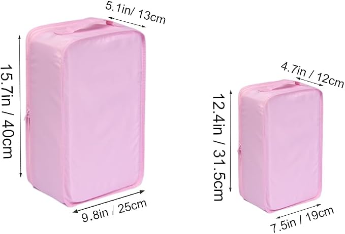 Travel Shoe Bags, Foldable Waterproof Shoe Pouches Organizer-Double Layer (2+2 Pink Shoebags) - Image 3