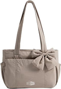 BAGSMART Crush Bow Tote Bag for Women, Puffer Travel Work Yoga Laptop Bag | Large Bow Tote Fits 40oz Tumbler, 15.6" Laptop, Yoga Mat Sleeve, Waterproof Pocket, Travel Work Swim Gym Mom Shoulder Handbag by BAGSMART