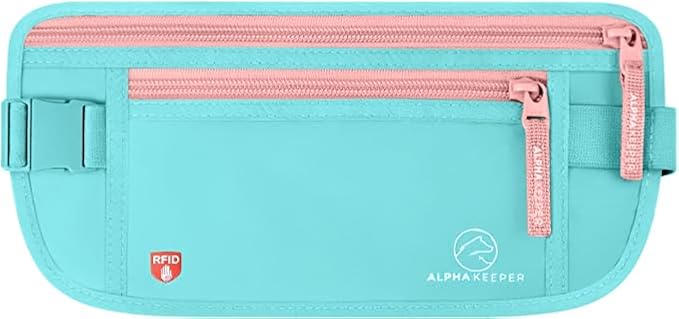 Alpha Keeper Money Belt for Travel Hidden Under Clothes – RFID Blocking Passport Holder & Slim Waist Wallet Pouch for Women & Men, Anti-Theft Travel Accessories by Alpha+Keeper