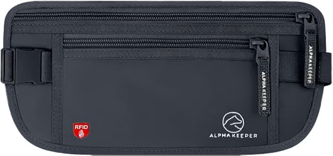 Alpha Keeper Money Belt for Travel Hidden Under Clothes – RFID Blocking Passport Holder & Slim Waist Wallet Pouch for Women & Men, Anti-Theft Travel Accessories by Alpha+Keeper