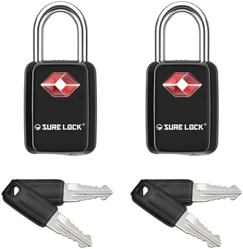 SURE LOCK Mini TSA Approved Keyed Luggage Lock – One Key Opens All, Fits Tight Zipper Gaps & Small Pull Holes, Compact Travel Lock for Suitcases, Backpacks & Handbags by Hopeyoucanstaysafe