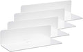 9 Inch Acrylic Floating Shelves Set of 4,Small Wall Display Shelf for Bluetooth Speakers/Security Cameras/Nintendo Switch/Action Figures,Damage-Free Wall Shelves Stick-On Shelf,White by IEEK