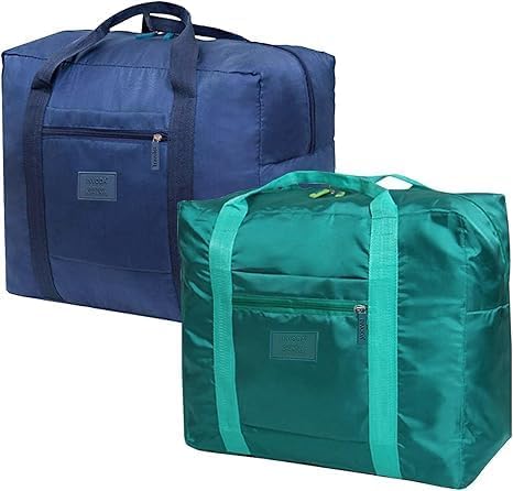 INVODA Travel Bag Lightweight Foldable Travel Duffel Bag Waterproof Sports Gym Bag Tote Carry On Luggage Bag Weekender Overnight Bag (Green+Blue) by INVODA