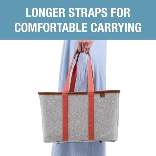 CleverMade Collapsible Tote LUXE, 30L Structured Tote Bag with Handles | Pack It All Without the Floppy-Bag Fight | Steel Rim Stays Open, Soft Grips Carry 30 lb, and Tote Folds to 1.5 Inches - Image 7