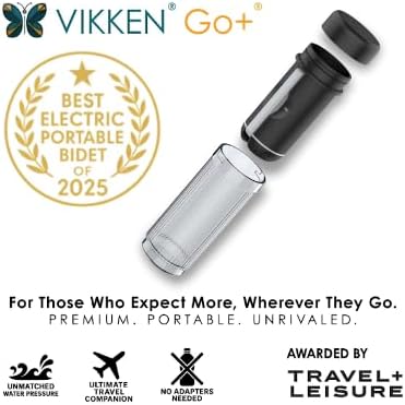 VIKKEN® Go+ Portable Travel Bidet, Rechargeable, 300ml Classic | Handheld personal hygiene water jet, men and women; 2 spray modes; fits standard bottles; carry bag, spare seals - Image 2