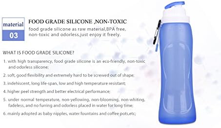 Omana 500ml Collapsible Water Bottle BPA Free Silicone Foldable Portable Leakproof Water Bottle for Outdoor Cycling School Travel Gym Hiking Sports (Clear) - Image 5