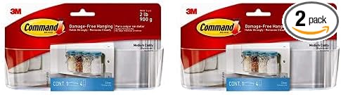 Command Medium Caddy, Clear, with 4 Clear Indoor Strips, Organize Damage-Free (Pack of 2) by Unknown