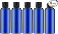 LISAPACK 3.4 oz Travel Bottles for Toiletries, Plastic Shampoo Containers | 5pcs small size dispenser, squeeze tubes, leak proof, small empty for liquid, lotion, conditioner, soap, 100 ml, TSA, blue by Lisapack