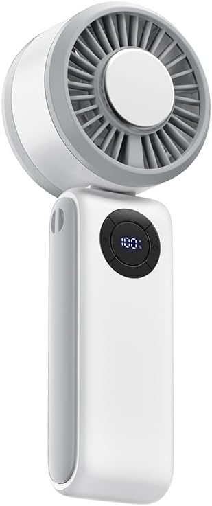 Portable Handheld Fan, 3 IN 1 Rechargeable Personal Fan with 5 Speed Wind, 4000mAh Battery, Digital Display, 90° Foldable Rapid Cooling Small Fan Desk Fan for Travel, Camping, Outdoor Sports by Unknown