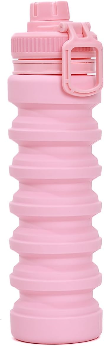 750ml Collapsible Silicone Travel Water Bottle – Foldable Portable Design, Food-Grade Material, Boiling Water Ready, Lightweight for Camping, Hiking and daily use (Pink) 3.03 X10.91 IN by Unknown