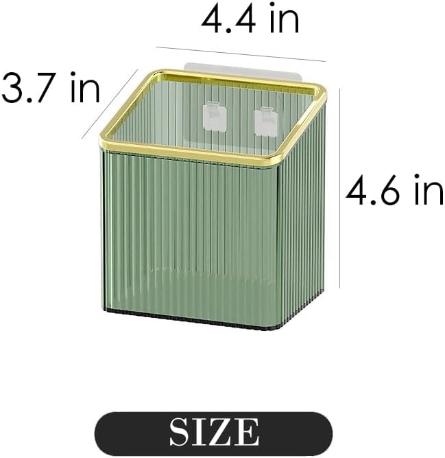 Adhesive Wall Shelves No Drill Hanging Organizer - Plastic Floating Storage Bins for Kitchen,Bathroom,Office - Makeup and Home Goods Mountable Shelf (Green and Gold) - Image 2