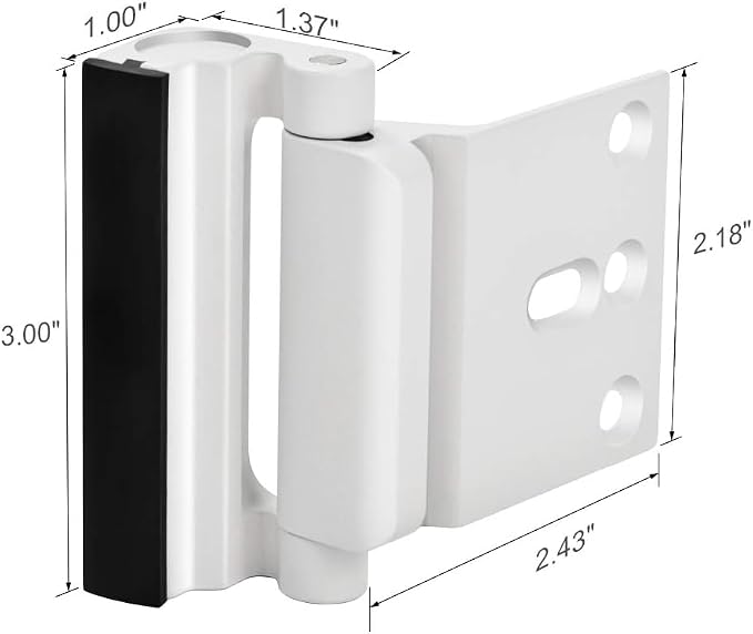Home Security Door Reinforcement Lock Front Door Lock for Kids Safety Latch | Child Proof Door Locks for Inward Swinging Doors from Inside Withstands 800 lbs Extra Top Deadbolt Latch Guard Bedroom, White - Image 7