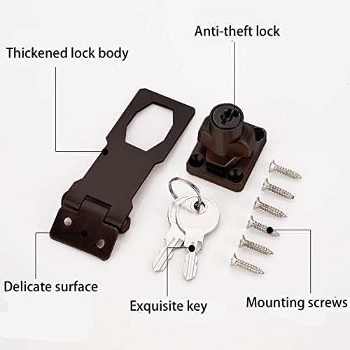 2 Packs Keyed Hasp Locks Twist Knob Keyed Locking Hasp for Small Doors, Cabinets and More,Stainless Steel Steel, Hasp Lock Catch Latch Safety Lock Door Lock with Keys (3inch, Bliack) - Image 6