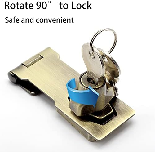 2 Packs Keyed Hasp Locks Twist Knob Keyed Locking Hasp for Small Doors, Cabinets and More,Stainless Steel Steel, Hasp Lock Catch Latch Safety Lock Door Lock with Keys (3inch, Bronze) - Image 4