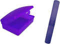 Purple Toothbrush Covers & Soap Box Set - Matching Colors - Tooth Brush Cover Cap, Soap Dish Travel Holder - Plastic Portable Set by AmericanComb