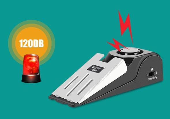 Portable Door Lock & Door Stop Alarm Set, Dual Protection Home Security Door Kit, Travel Hotel Lock Devices Pocket Self Defensey Tools for Traveling Hotel Home Apartment,Red, - Image 9