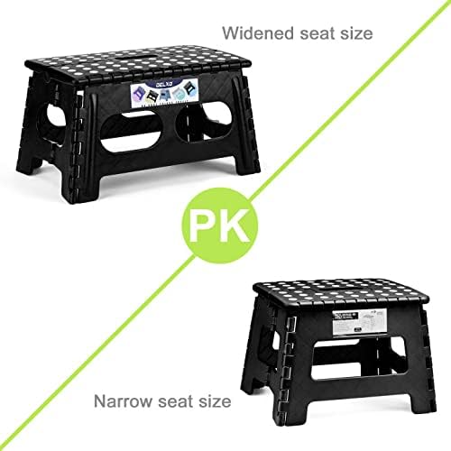 Delxo Folding Step Stool 9 inch,300Lbs Extra Wide Step Stool for Kids | Foldable Step Stool,15-Inch Extra Wide Non-Slip Foot Stools with Handle,Lightweight for Kitchen,Bathroom,Bedroom,Garden Black - Image 2