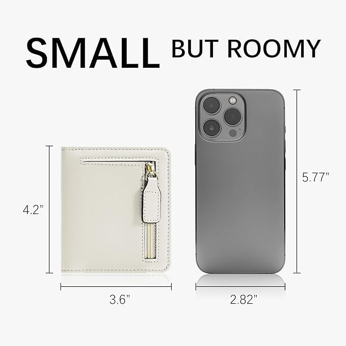 Gostwo Small Wallet for Women, Slim Bifold Credit Card Holder, Compact RFID Blocking Cash Wallet, Billfolds Thin Leather Zipper Pocket, Mini Wallet Gift for Ladies Teen Girls Travel with ID Window - Image 5