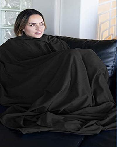 BlueHills Premium Soft Ultra Compact Travel Blanket Value Pack Set of 2 - Airplane Traveling Essentials Flight Blanket Throw in a Portable Bag Car Plane Travel Gift Black and Peacock T - Image 9