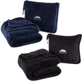 BlueHills Soft Long Travel Blankets 70X48 inches Large Plush Value Pack Set of 2 - Premium Airplane Travel Essential Flight Blanket Throw in a case Compact Plane Travel Gift – Navy Blue and Black by BlueHills