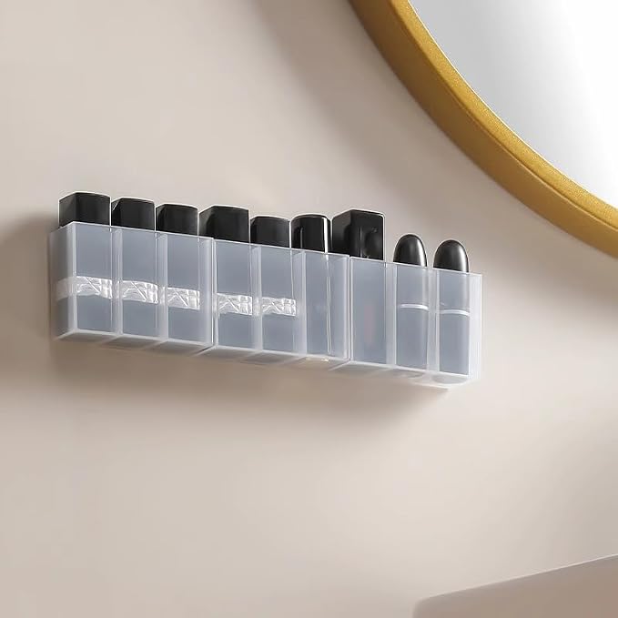 Wall Mounted Storage Box (2-Pack) – No-Drill Partition Organizer for Makeup Brushes, Lipsticks, Eyebrow Tools & Desktop Accessories – Adhesive Hanging Storage Holder - Image 2