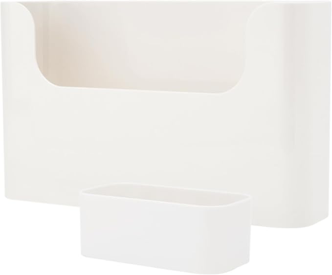 Adhesive Cabinet Door Organizer, Bathroom Wall Mount Storage Rack, Bedside Shelf Organizer Door Rack Shelves Holder for Sink Kitchen Bathroom RV Pantry Bedroom Closet Laundry Office (White-2 Pack) by Unknown