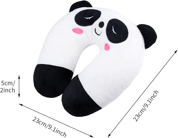 Travel Pillow for Kids, Cute Animal Neck Pillow Support U Shaped Cushion Plush Soft Rest Reading Pillows Sleeping Pillows for Airplane Train Car (Color:Panda) - Image 2