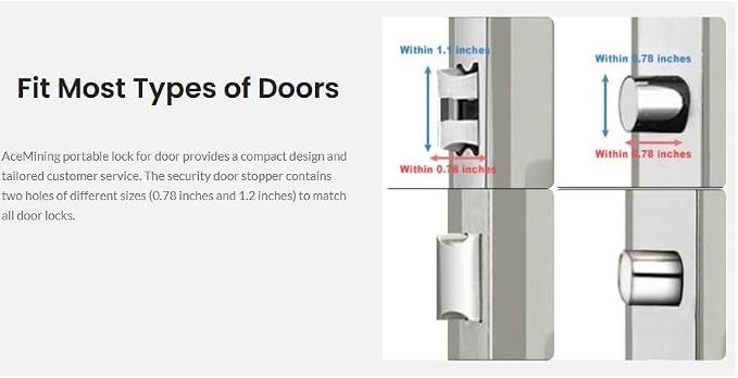 AceMining Portable Door Lock, Hotel Travel Door Lock Security for Home | Hotel Safety Device for Door Security, Portable Lock for Hotel Room, Apartment, College Dorm and Travel - Image 8