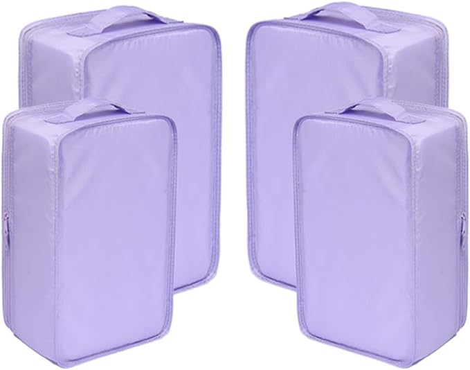 Travel Shoe Bags, Foldable Waterproof Shoe Pouches Organizer-Double Layer (2+2 Purple Shoebags) by JJ+POWER
